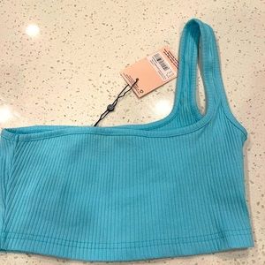 Missguided Turquoise One Shoulder Slinky Crop Top US Size 10